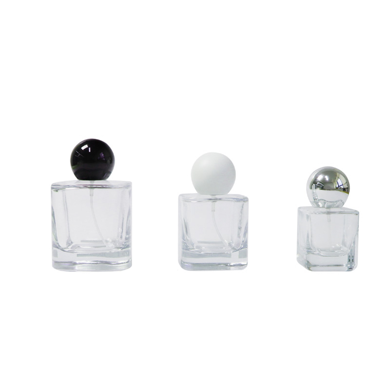 30ml 50ml 100ml ขวดน้ำหอมแก้วก้นหนาทรงสี่เหลี่ยมโปร่งใส